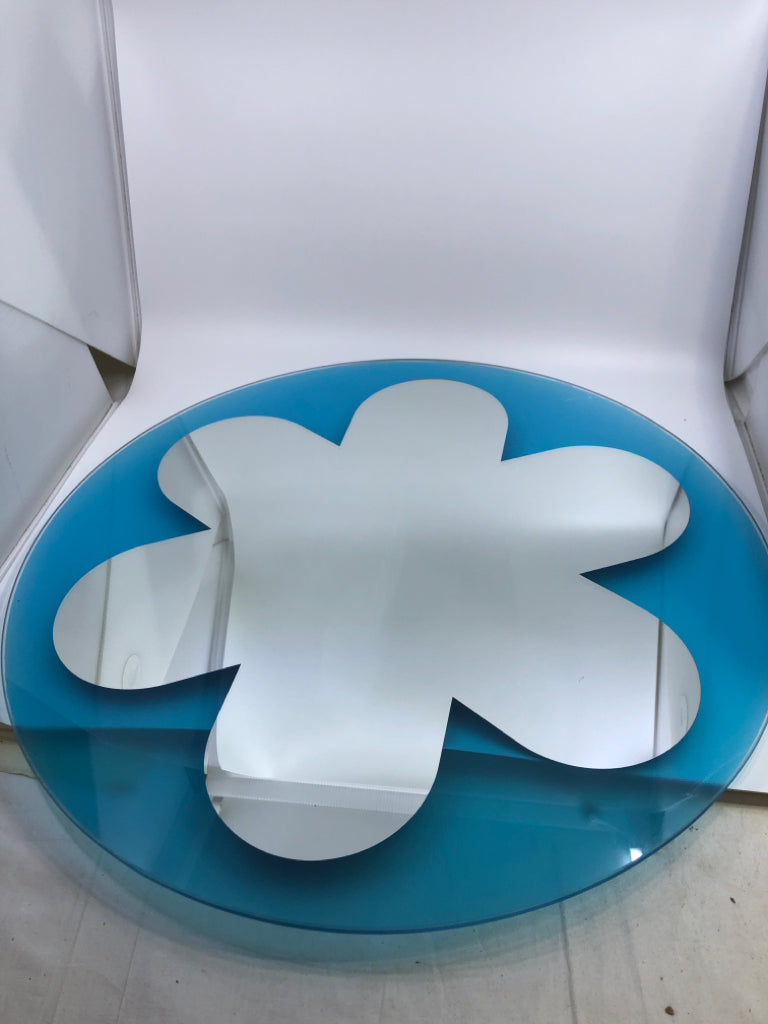 BLUE FLOWER CIRCLE MIRROR BDI OLA BY ANDREA RUGGIERO.