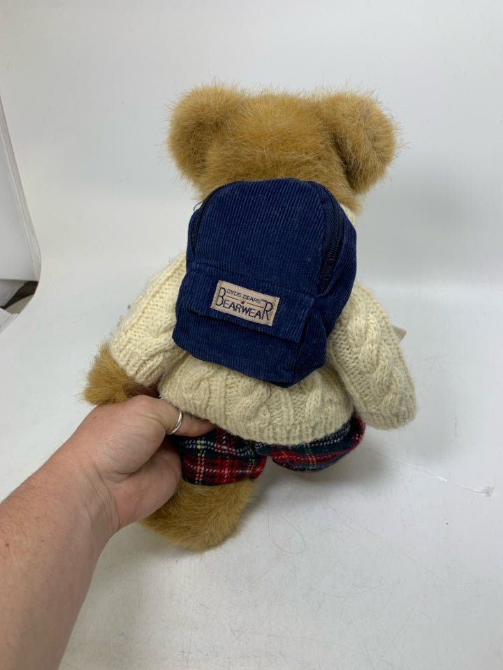 BLONDE BEAR W/ PLAID PANTS/ CREAM SWEATER BOYDS BEARS.