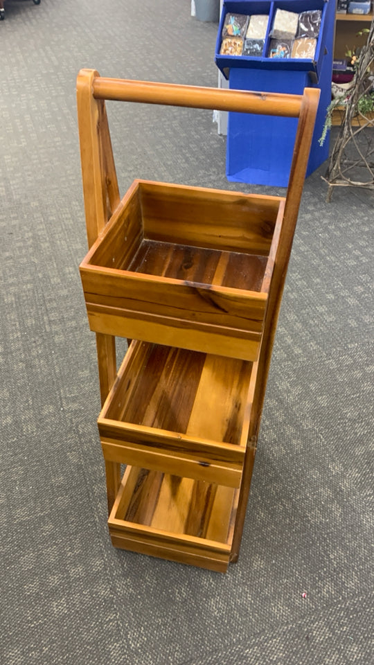 3-TIER WOODEN TOWER SHELF.