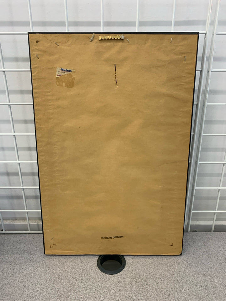 LION PRINT IN BROWN/GOLD FRAME.