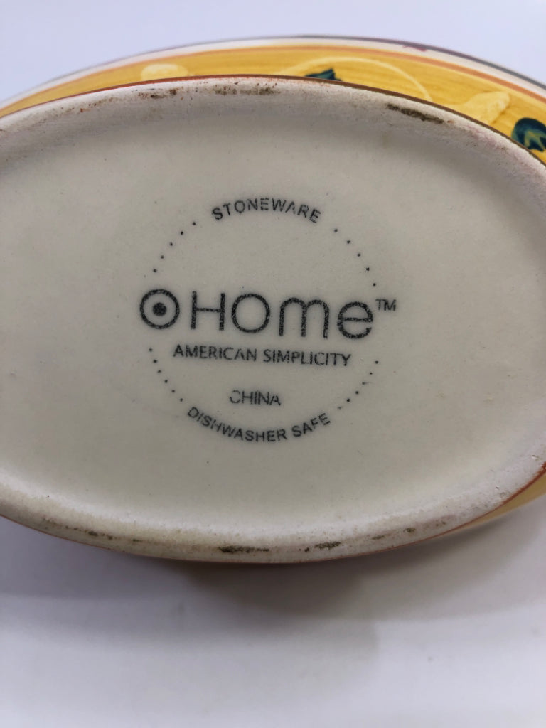 ORANGE SCROLL DESIGN GRAVY BOAT STONEWARE.