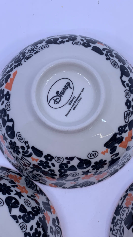3 SMALL MICKEY MOUSE SCRIPT BOWLS.