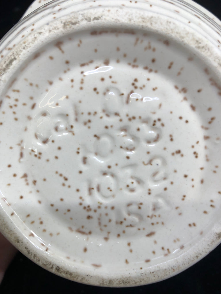 VTG CREAM BOWL W BROWN SPECKLED AND YELLOW FLROAL.