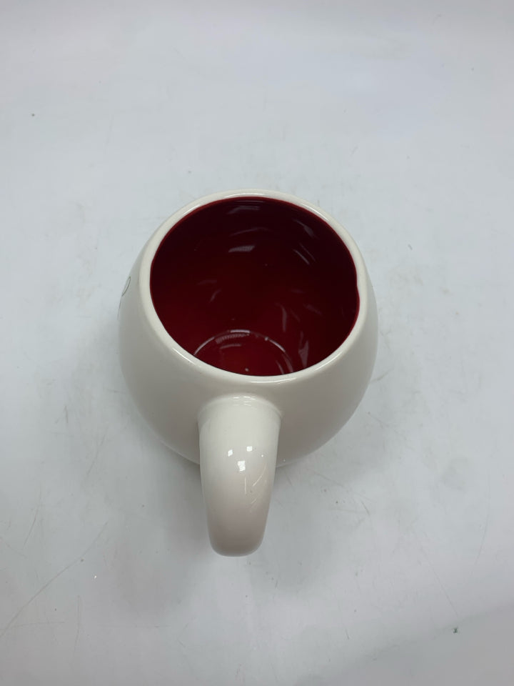 RAE DUNN SNOWMAN RED INTERIOR MUG.