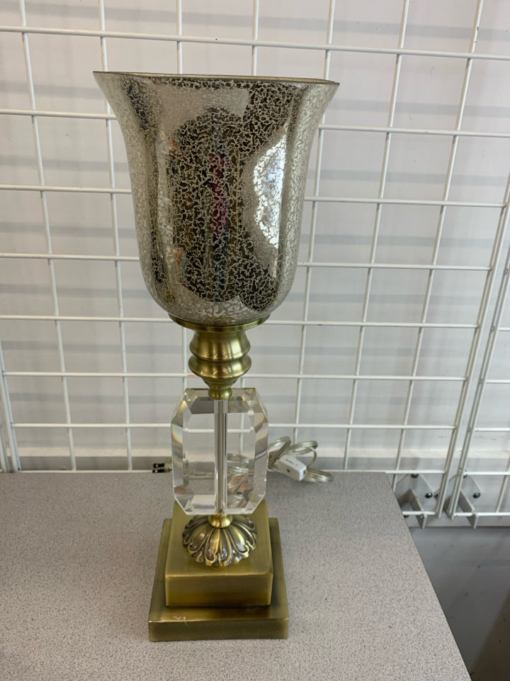 STACKED MERCURY GLASS TABLE LAMP.