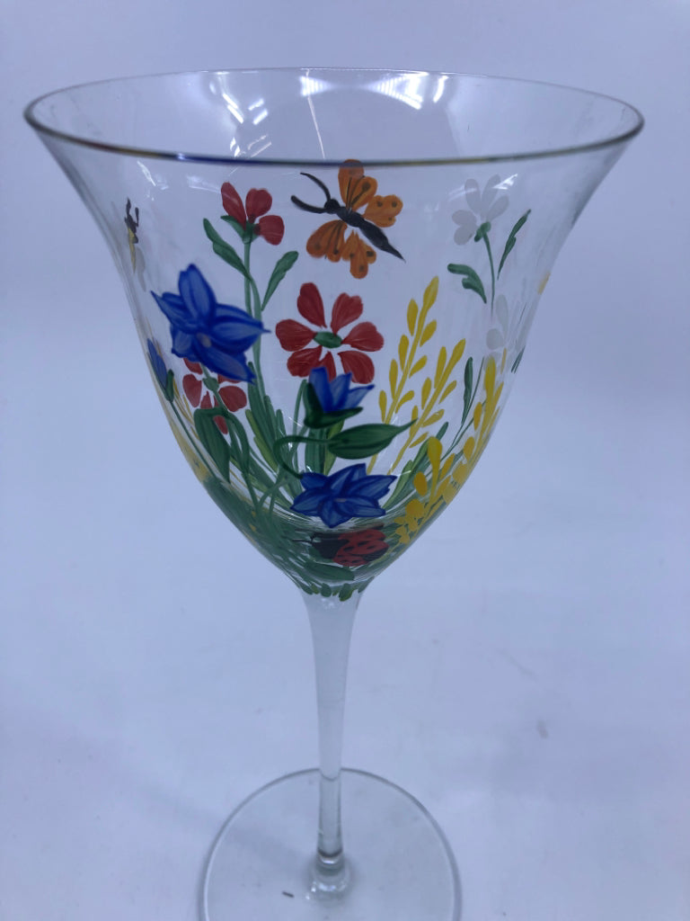 2 FLORAL PAINTED GLASSES.