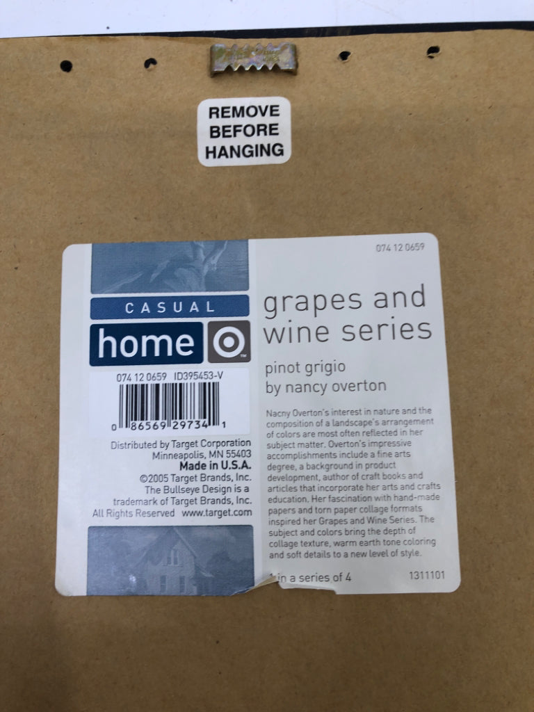 PINO GRIGIO PAINTING IN TEXTURED WOOD FRAME.