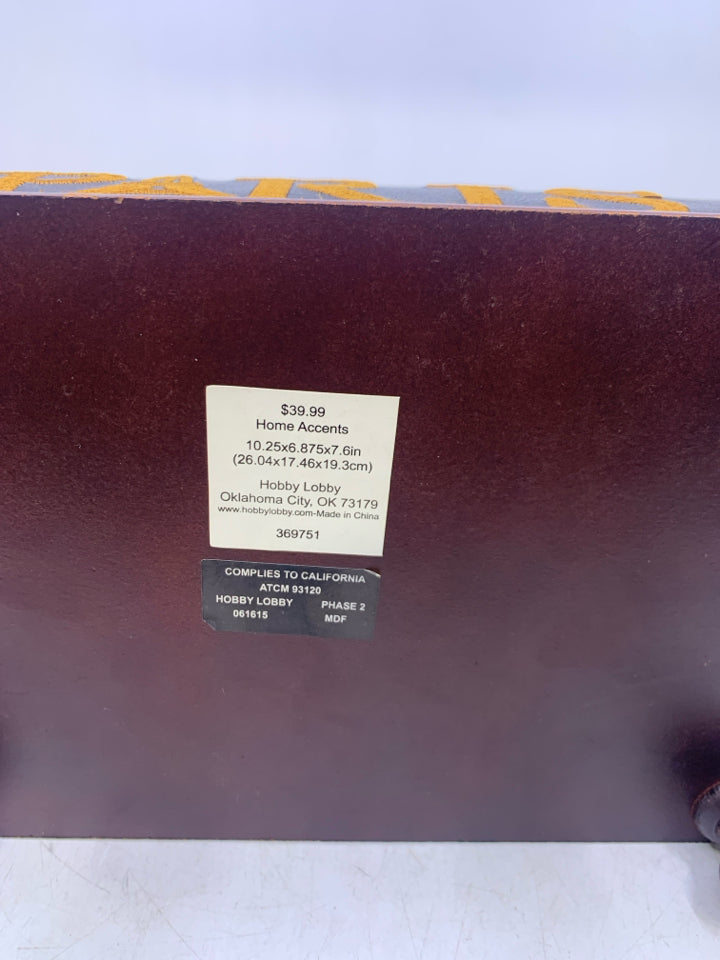 FOOTED 3 STACKED BOOKS W/ DRAWERS EMBROIDERED WORDS PARIS.