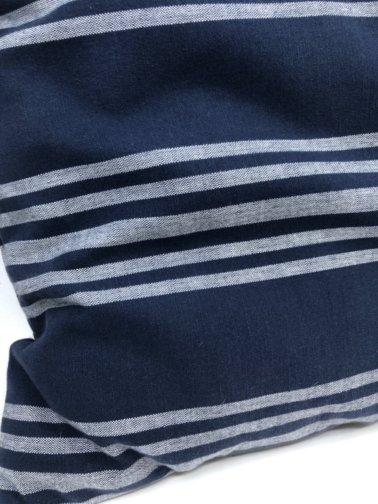 NAVY STRIPE SQUARE PILLOW.