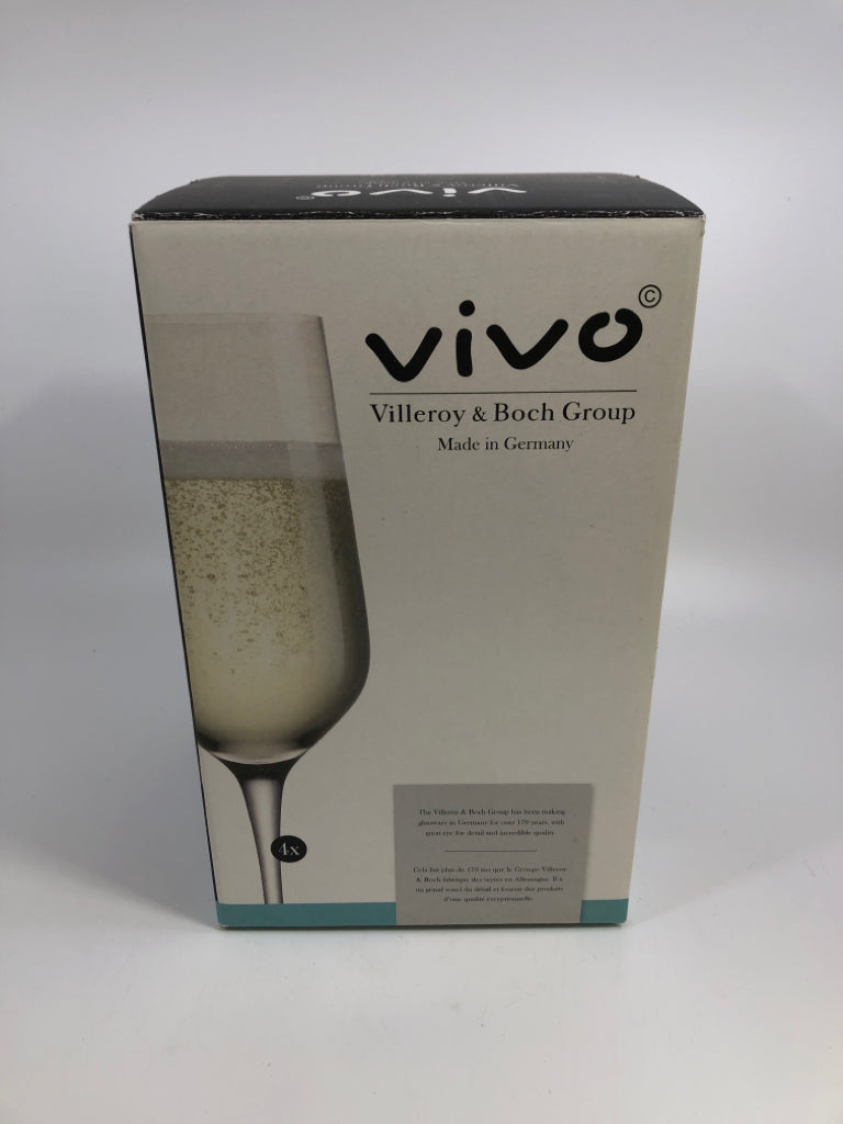 4PC VIVO CHAMPAGNE GLASSES IN BOX.