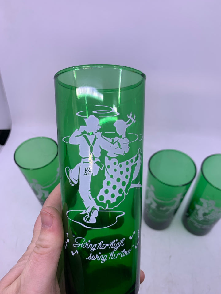 4 DARK GREEN LINE DANCING THEME.