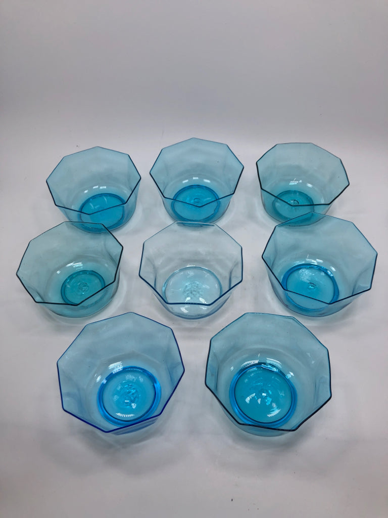 8PC BLUE OCTAGON BOWLS.