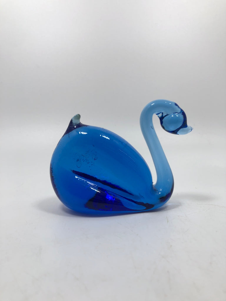 COBALT BLUE GLASS SWAN.