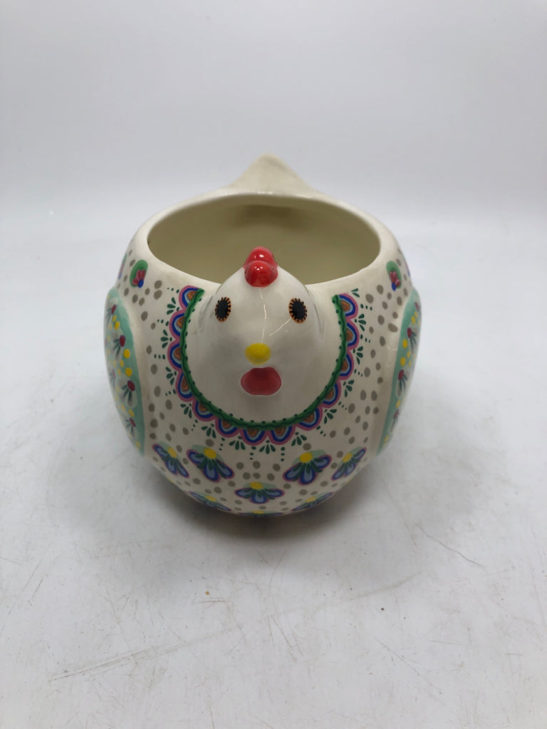HEAVILY DETAILED CHICKEN MUG.