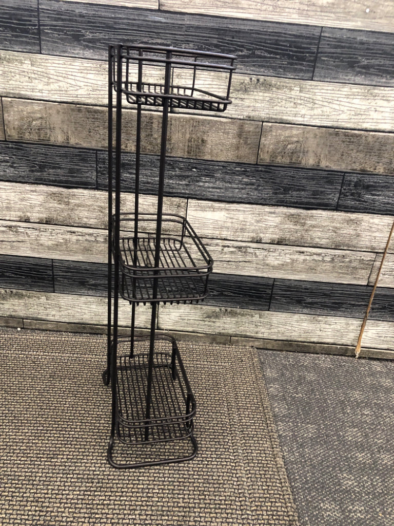 3-TIER SQUARE ORGANIZER W/DARK BROWN METAL.