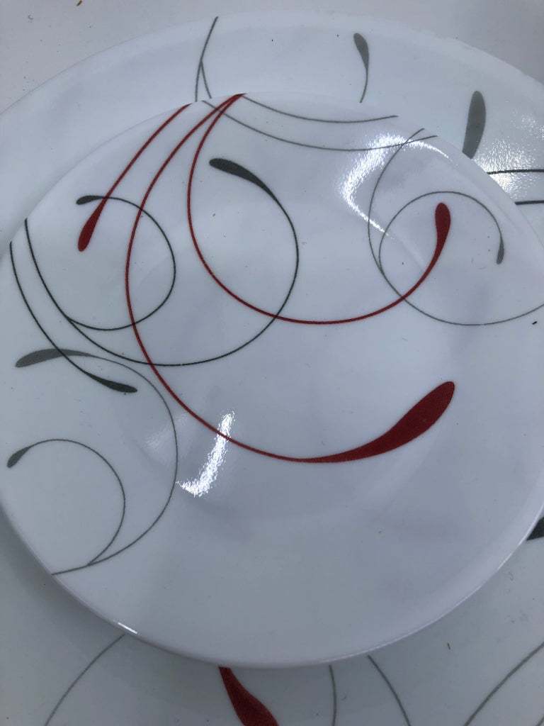16 PC RED AND WHITE CORELLE DISH SET- SVC 4.