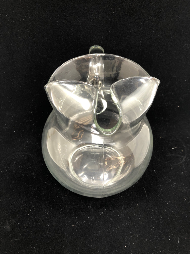CLEAR GLASS PITCHER W/ICE LIP.