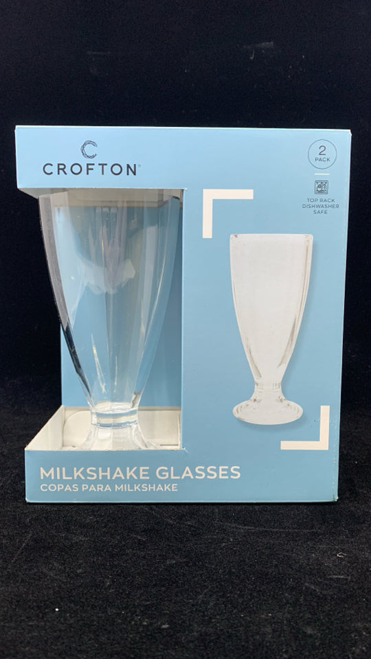NIB 2 CROFTON MILKSHAKE GLASSES.