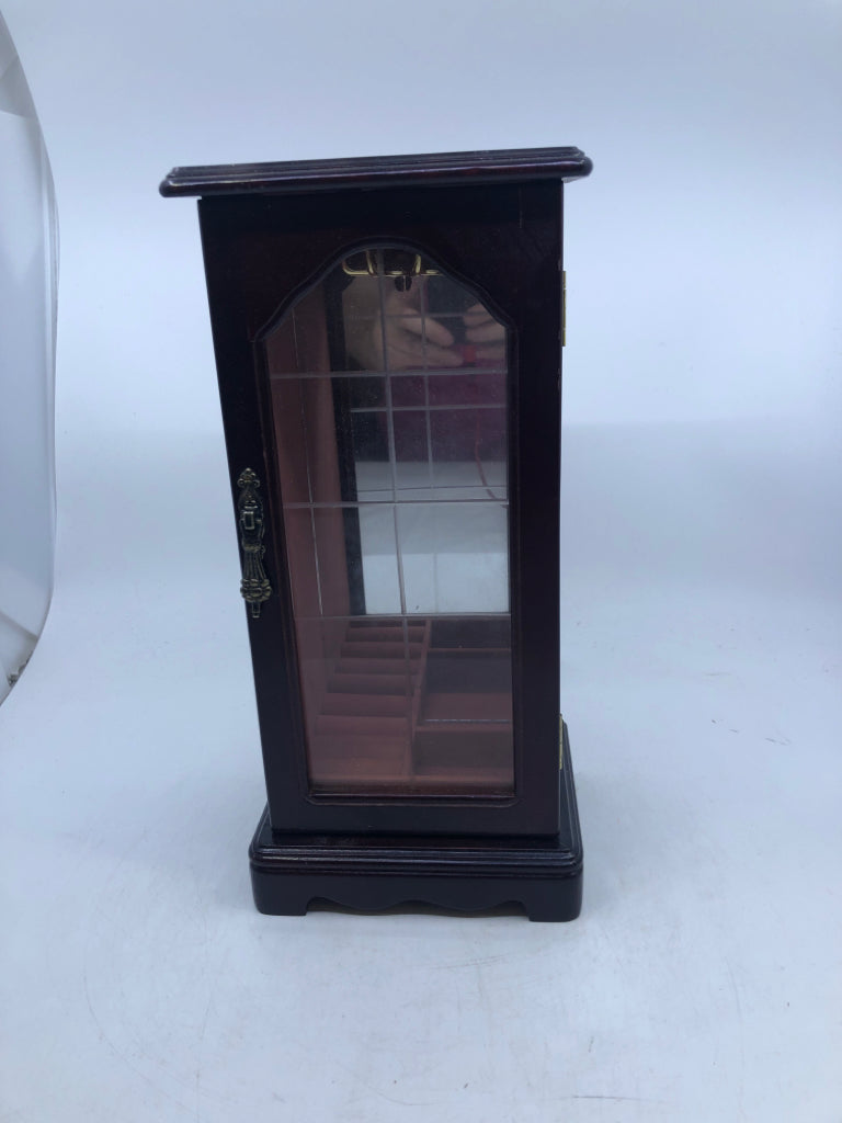 SKINNY DARK WOOD JEWELRY BOX.