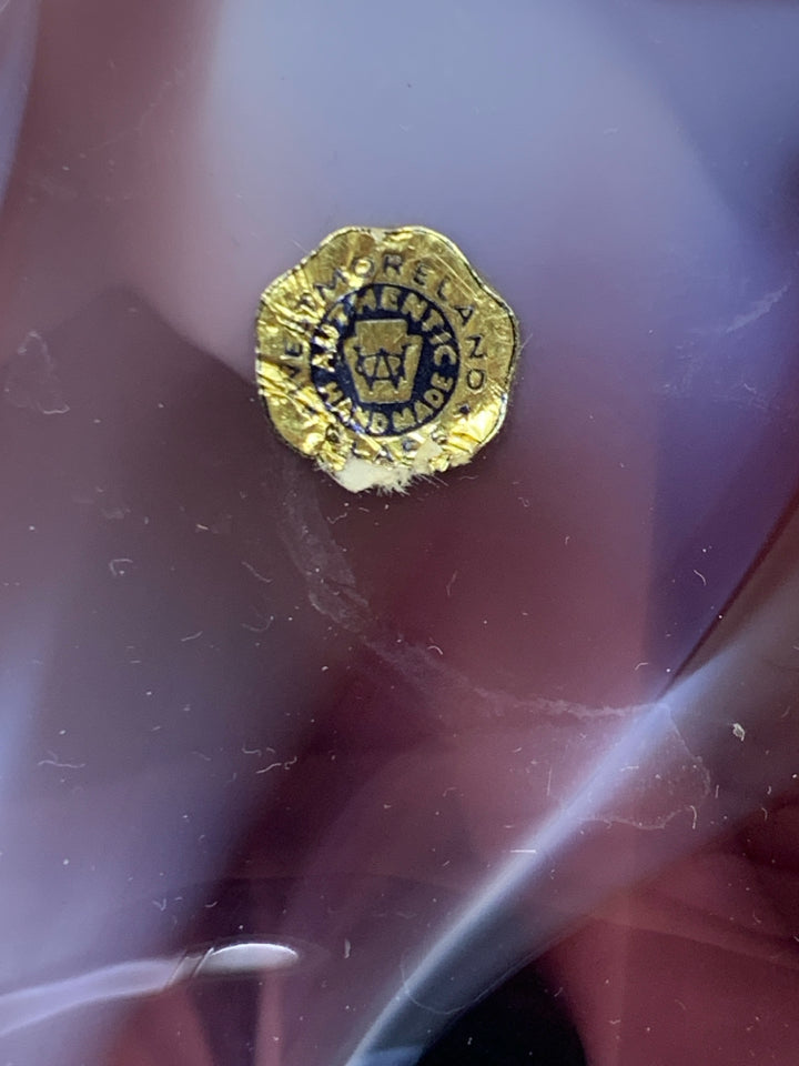 PURPLE WHITE SLAG LACE ROLLED EDGE CENTERPIECE.