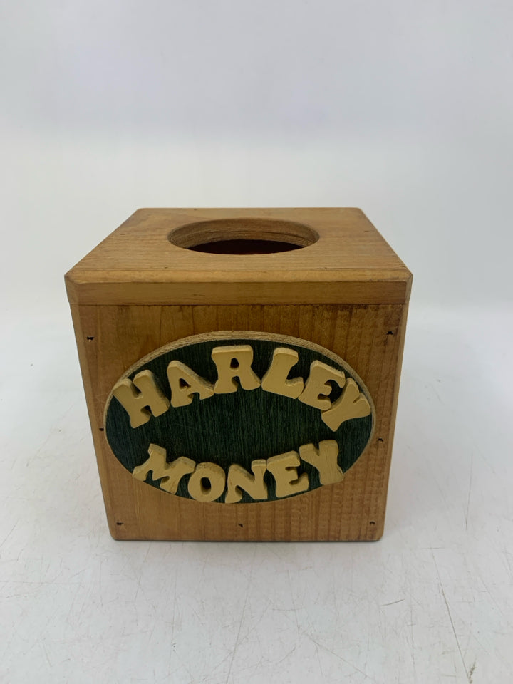 HARLEY FUND WOOD BANK BOX.