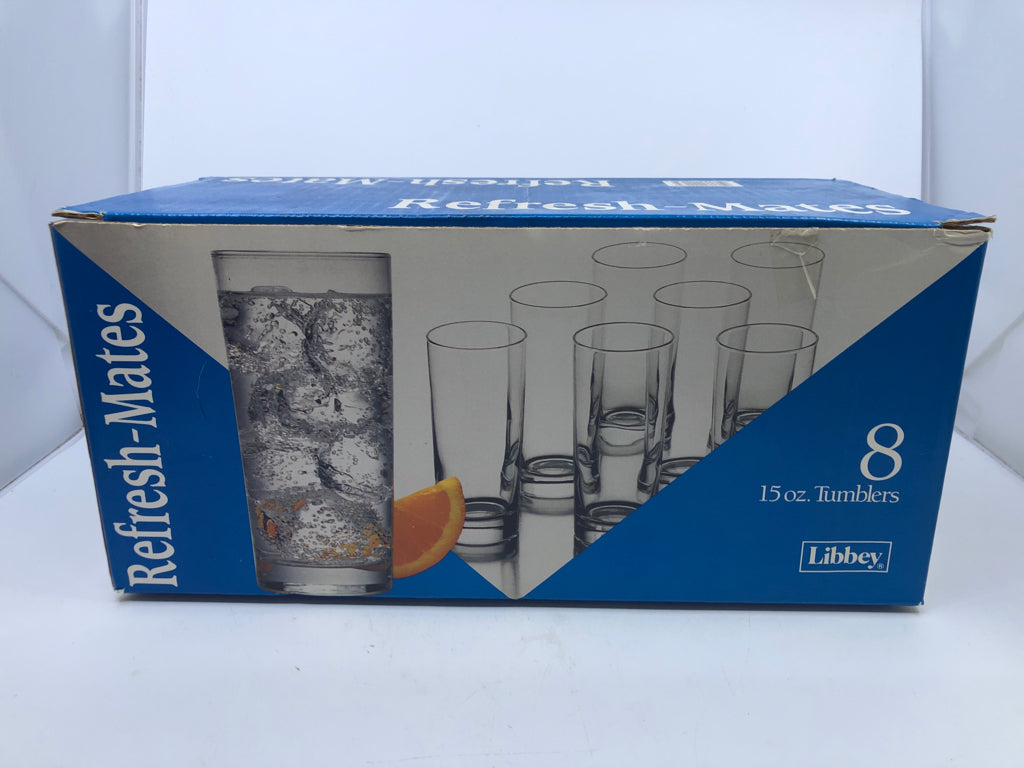 8 NIB WATER GLASSES.