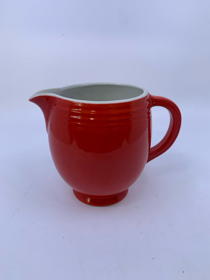 VTG RED 5 BAND PITCHER GOLD STAMPED *CHIP ON INNER SPOUT.