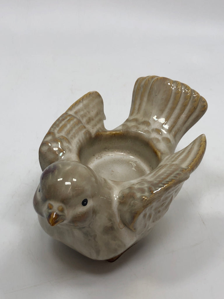 CERAMIC BIRD VOTIVE CANDLE HOLDER.