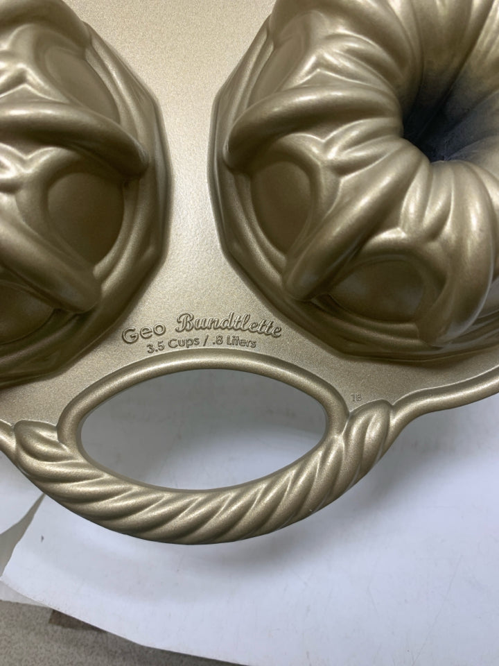 GEO BUNDTLETTE GOLD CAST ALUMINUM PAN 6 CAVITY.
