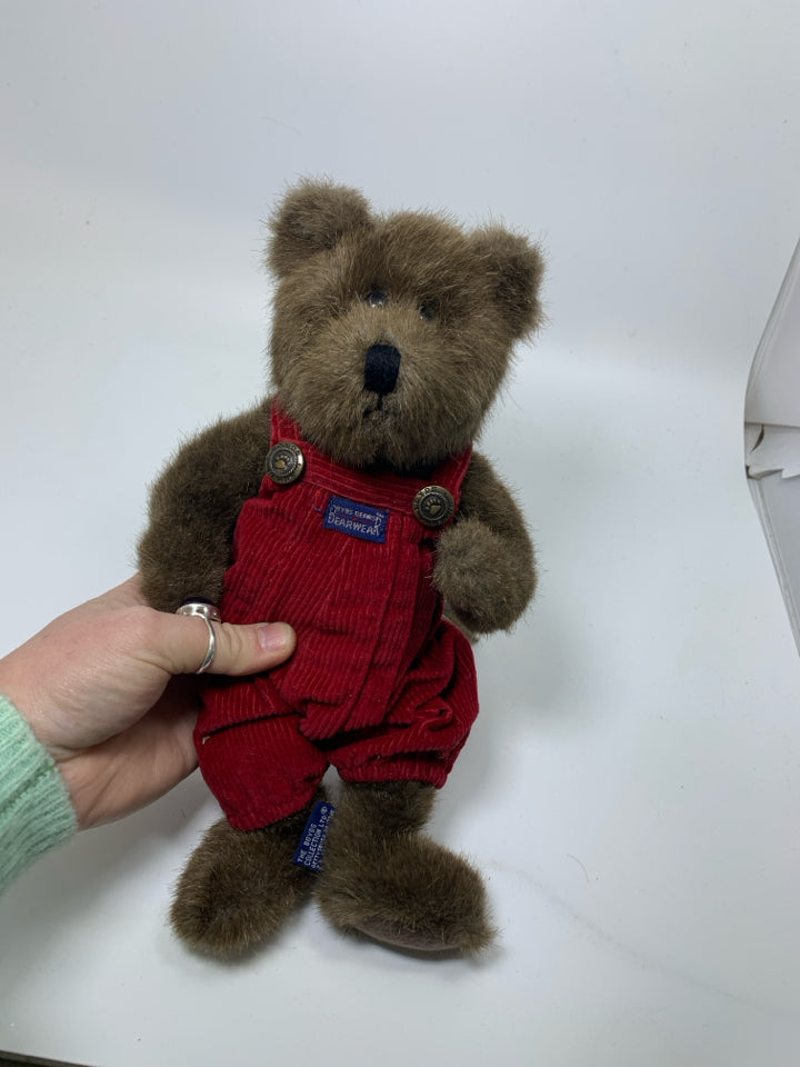 BOYDS BEAR W/ RED CORDUROY OVER ALLS.