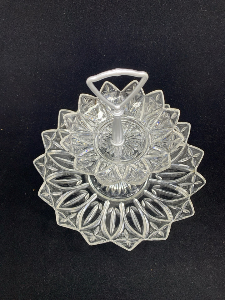 VTG 2 TIER GLASS CANDY DISH.