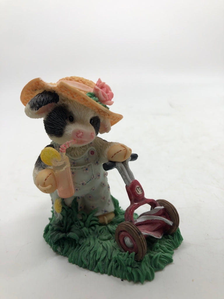 "MOOING THE LAWN" MARY MOOMOOS FIGURINE.