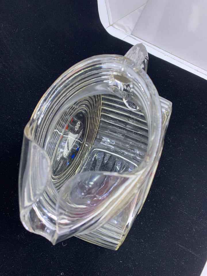 VTG ROUND SLANT PITCHER W SAILBOAT.