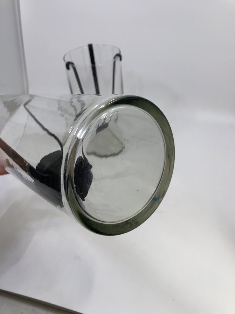 2 GLASS HURRICANE W METAL CANDLE HOLDER.