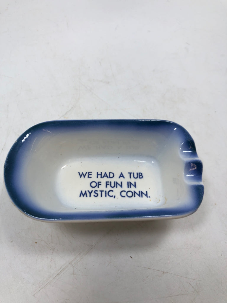 VTG 'OLD MYSTIC VILLAGE' TUB ASHTRAY.