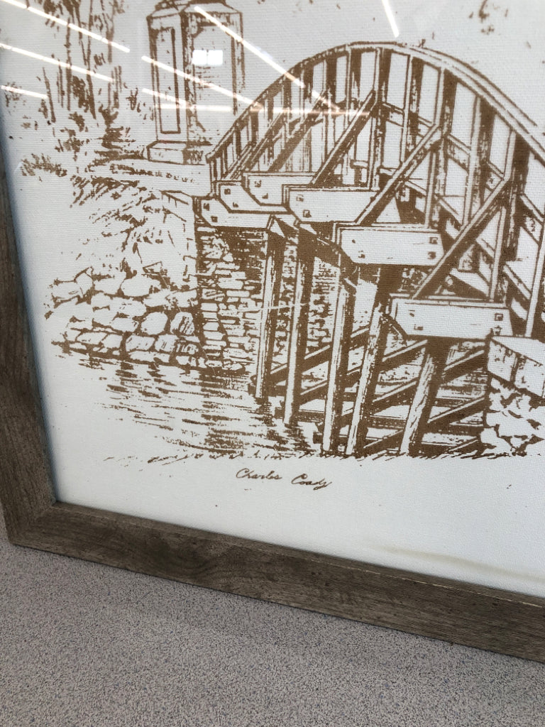 THE OLD NORTH BRIDGE - CONCORD MA FRAMED CANVAS PRINT.