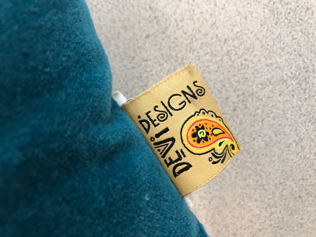 BLUE THANKFUL VELVET PILLOW.