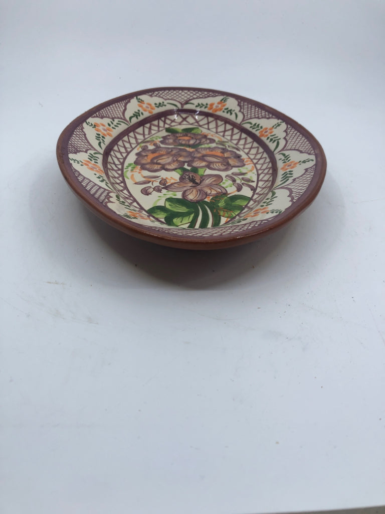 VTG PURPLE FLORAL POTTERY SERVER.