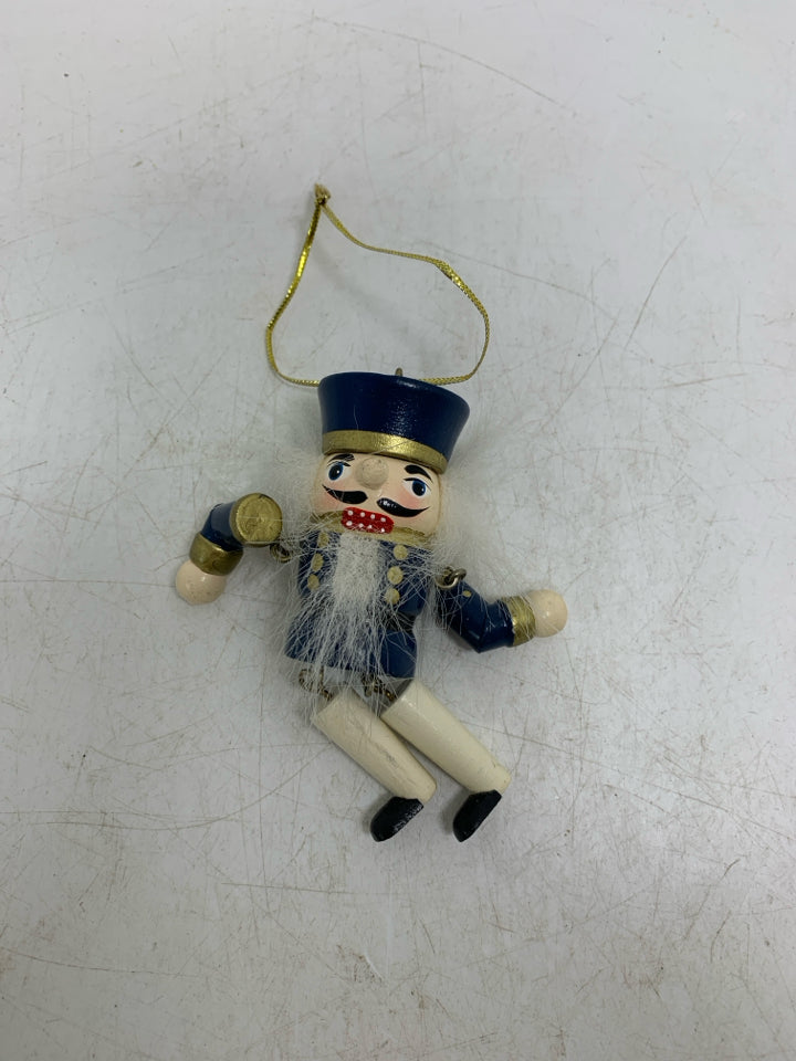 MOVABLE LIMBS BLUE NUTCRACKER ORNAMENT.