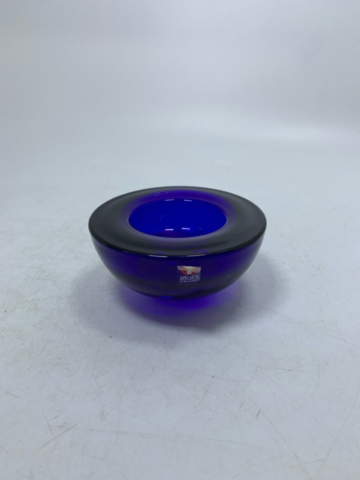 THICK COBALT BLUE GLASS TEALIGHT HOLDER IITTALA.