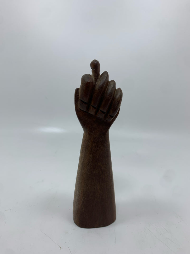 WOOD CARVED HAND SCULPTURE.