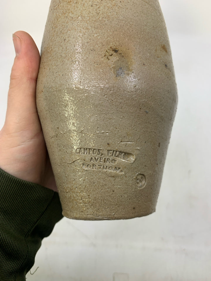 VTG EMPTY TAN POTTERY BOTTLE.