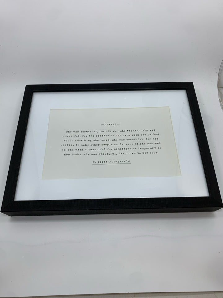 BEAUTY QUOTE IN FRAME.