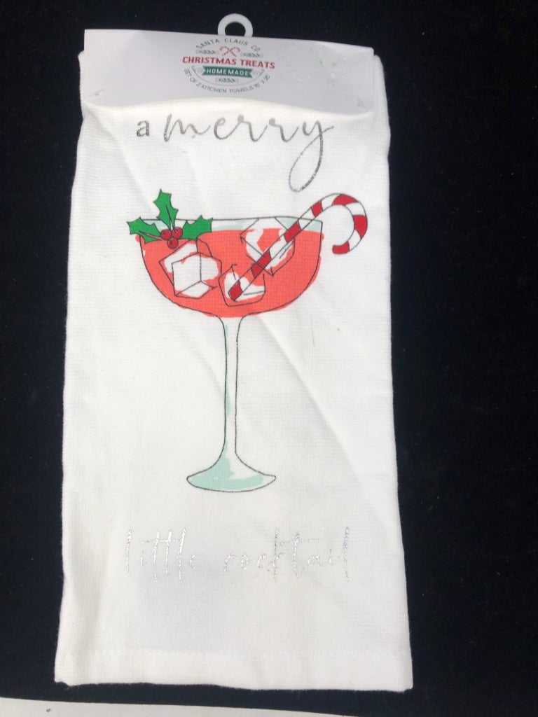 NIP 2 CHRISTMAS COCKTAIL KITCHEN TOWELS.