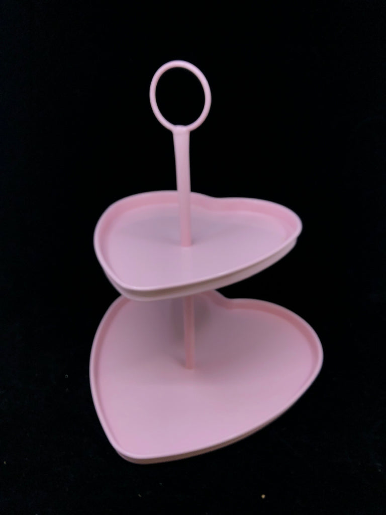 2-TIER PINK HEART DISPLAY TRAY.