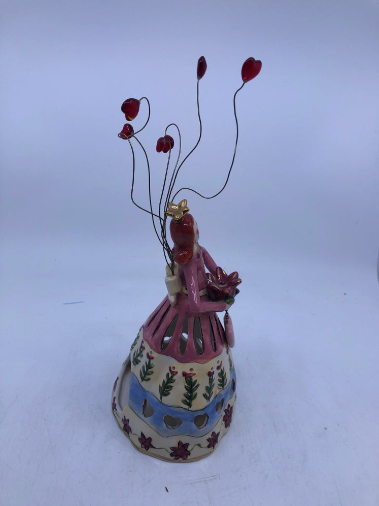 CERAMIC RED HEAD WOMAN TEA LIGHT HOLDER QUEEN OF SISTERS.