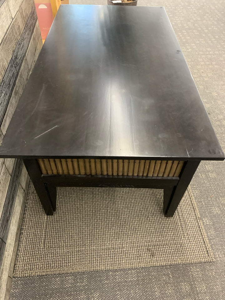 BLACK COFFEE TABLE W DRAWER.