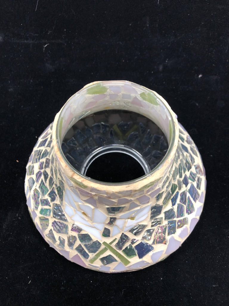 IRIDESCENT MOSAIC CANDLE TOPPER.