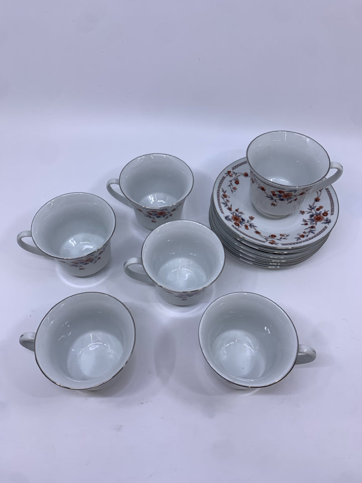 30PC DYNASTY RED FLORAL CHINA SET SERVICE FOR 6.
