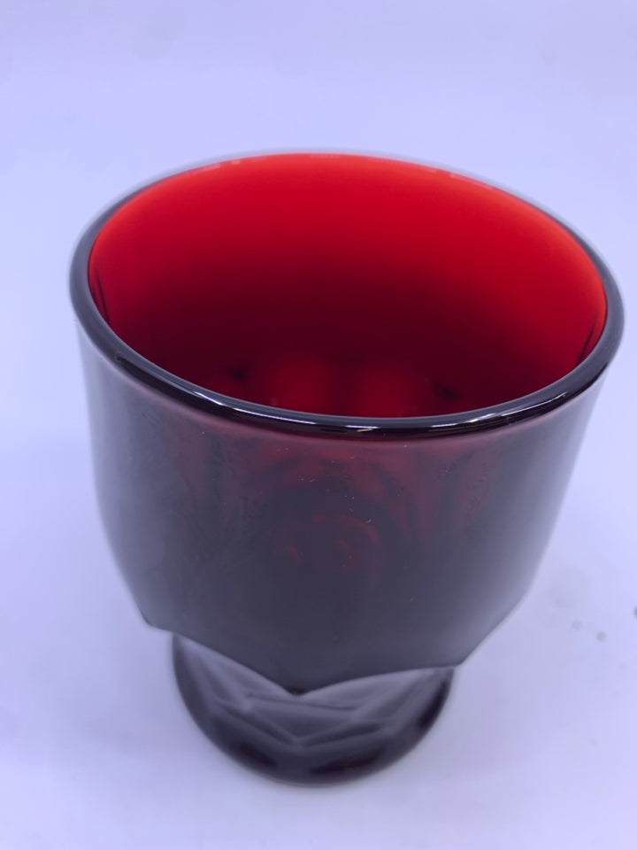 4 VTG SHORT AVON CRANBERRY WATER GLASSES.